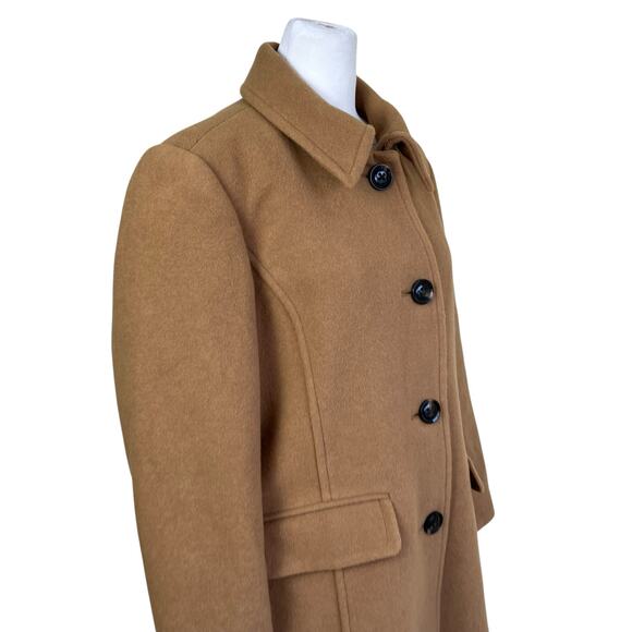 LANDS’ END Womens 16P Camel Wool Blend Mid-Length Peacoat Car Coat - Picture 6 of 16